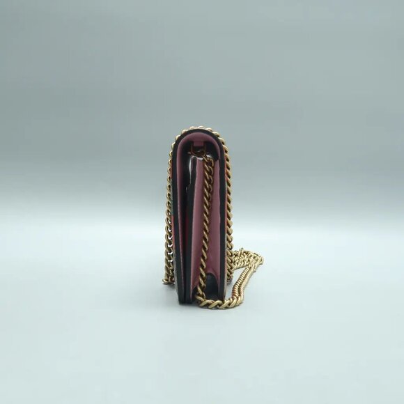 Authentic GUCCI Chain Wallet Brown Strawberry Canvas Shoulder Bag 778-121424 - Picture 3 of 12